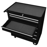 Workshop Tool Trolley with 7 Drawers Black - Top-Down View