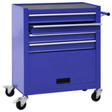 Tool Trolley with 4 Drawers Steel Blue - Front View