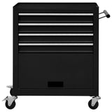 Tool Trolley with 4 Drawers Steel Black - Side View