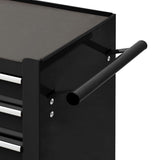 Tool Trolley with 4 Drawers Steel Black - 45-Degree Angle