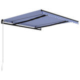 Manual Retractable Awning 300x250 cm Blue and White - Side View