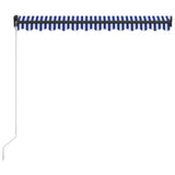 Manual Retractable Awning 300x250 cm Blue and White - Top-Down View