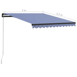 Manual Retractable Awning 300x250 cm Blue and White