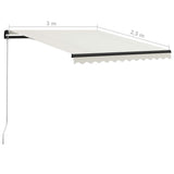 Manual Retractable Awning 300x250 cm Cream - Close-Up Angle