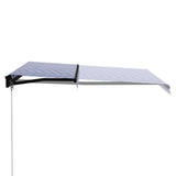 Manual Retractable Awning with LED 300x250 cm Blue and White - Side View