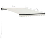 Manual Retractable Awning with LED 300x250 cm Cream - Extra Image