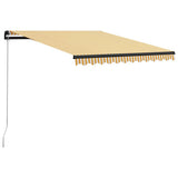 Manual Retractable Awning with LED 300x250 cm Yellow and White - Front View