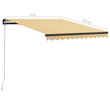 Manual Retractable Awning with LED 300x250 cm Yellow and White - Extra Image