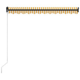 Manual Retractable Awning with LED 300x250 cm Yellow and White - Top-Down View