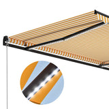 Manual Retractable Awning with LED 300x250 cm Yellow and White - 45-Degree Angle