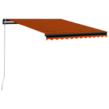 Manual Retractable Awning with LED 300x250 cm Orange and Brown - Front View