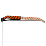Manual Retractable Awning with LED 300x250 cm Orange and Brown - Side View