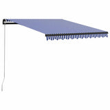 Manual Retractable Awning with LED 350x250 cm Blue and White - Front View