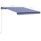 Manual Retractable Awning with LED 350x250 cm Blue and White - Extra Image