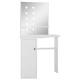 Corner Dressing Table Make-up Table with LED Light White - Side View