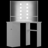 Corner Dressing Table Make-up Table with LED Light White - 45-Degree Angle