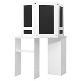 Corner Dressing Table Make-up Table with LED Light White - Close-Up Angle