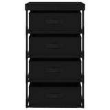 Storage Rack with 4 Fabric Baskets Steel Black