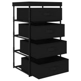 Storage Rack with 4 Fabric Baskets Steel Black - Side View