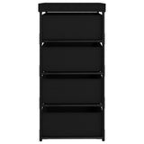 Storage Rack with 4 Fabric Baskets Steel Black - Top-Down View
