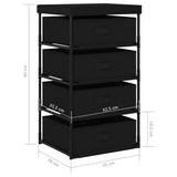 Storage Rack with 4 Fabric Baskets Steel Black - Close-Up Angle