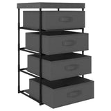 Storage Rack with 4 Fabric Baskets Steel Grey - Side View