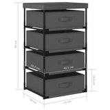 Storage Rack with 4 Fabric Baskets Steel Grey - Close-Up Angle