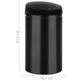 Automatic Sensor Dustbin 40 L Carbon Steel Black - Low Angle