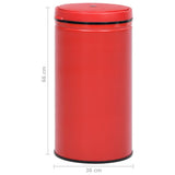 Automatic Sensor Dustbin 60 L Carbon Steel Red - Close-Up Angle