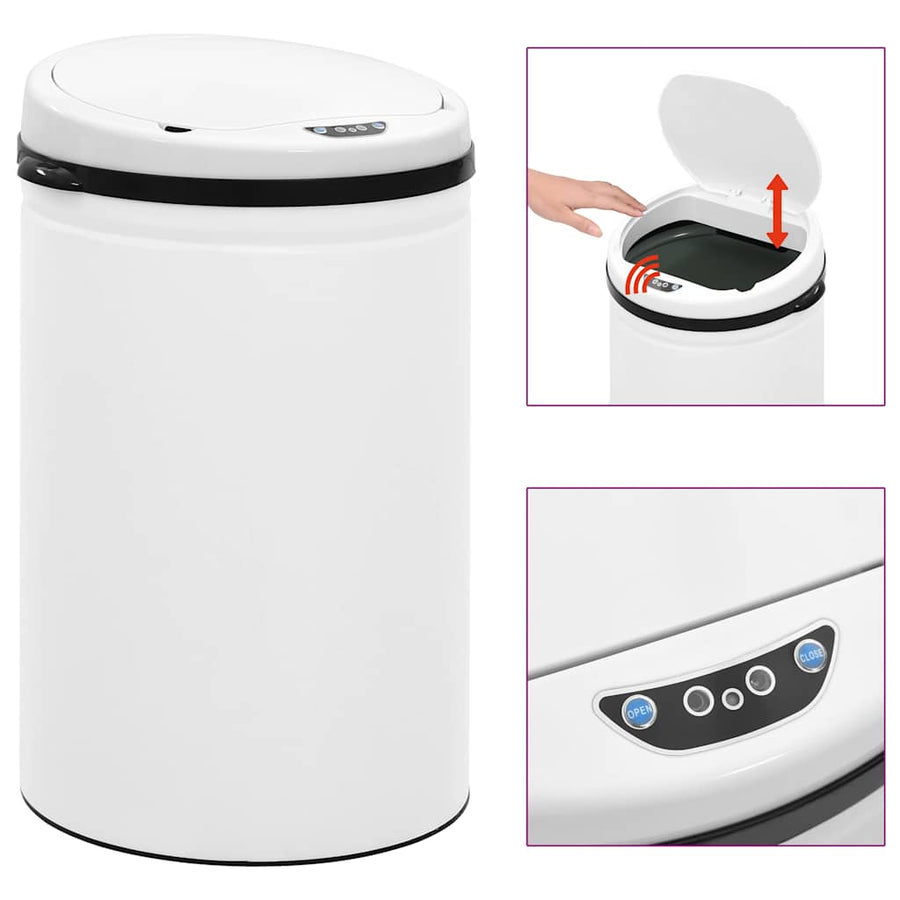 Automatic Sensor Dustbin 30 L Carbon Steel White