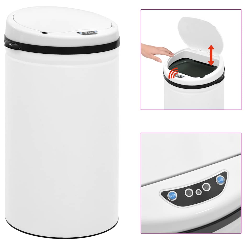 Automatic Sensor Dustbin 50 L Carbon Steel White