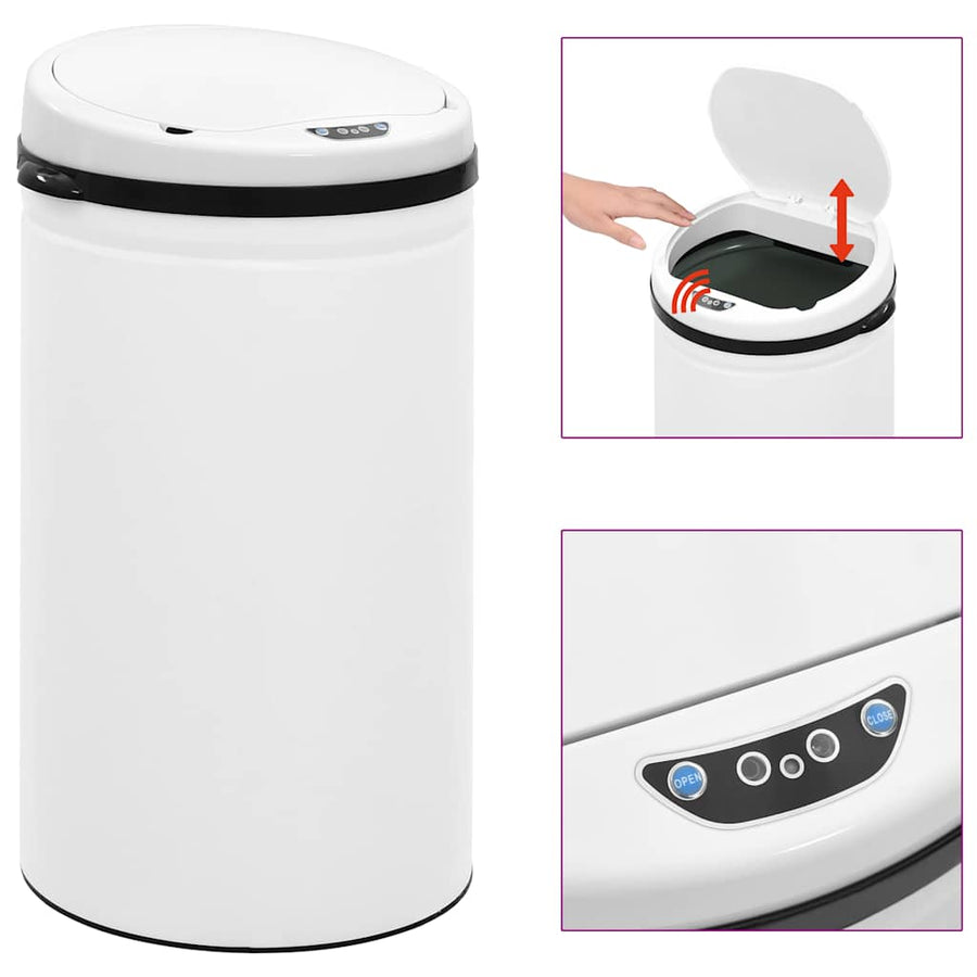 Automatic Sensor Dustbin 50 L Carbon Steel White