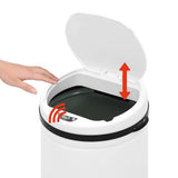 Automatic Sensor Dustbin 50 L Carbon Steel White - 45-Degree Angle