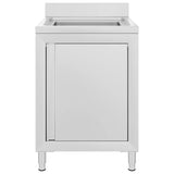 Commercial Kitchen Sink Cabinet 60x60x96 cm Stainless Steel - Front View