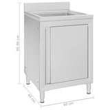 Commercial Kitchen Sink Cabinet 60x60x96 cm Stainless Steel - Close-Up Angle