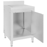 Commercial Kitchen Cabinet with Drainboard Stainless Steel - Rear View