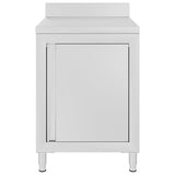 Commercial Work Table with Cabinet 60x60x96 cm Stainless Steel - Front View
