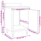 Commercial Work Table with Cabinet 60x60x96 cm Stainless Steel - Low Angle