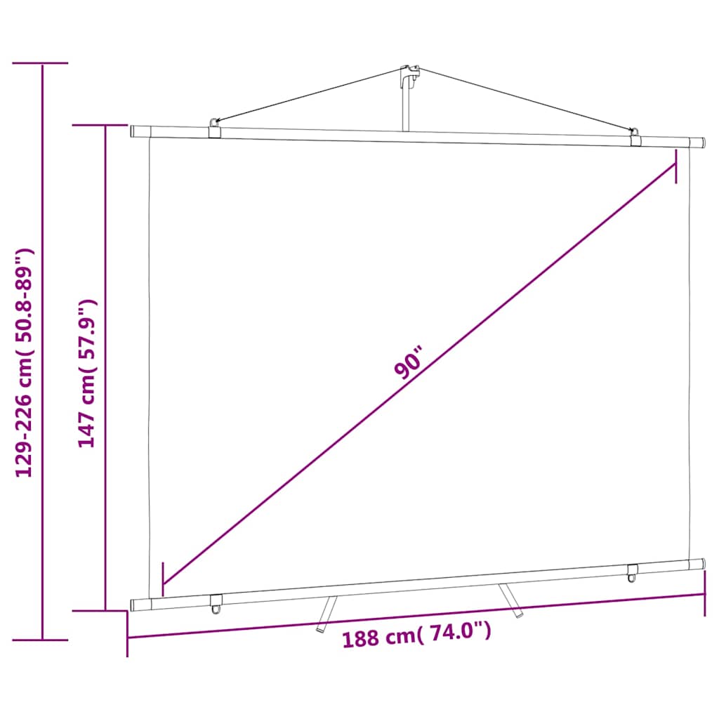 Projection Screen with Tripod 90" 4:3