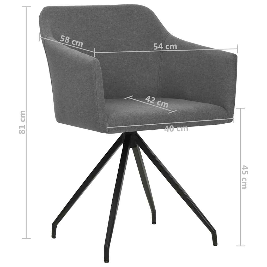 Swivel Dining Chairs 2 pcs Light Grey Fabric