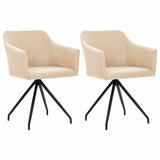 Swivel Dining Chairs 2 pcs Cream Fabric