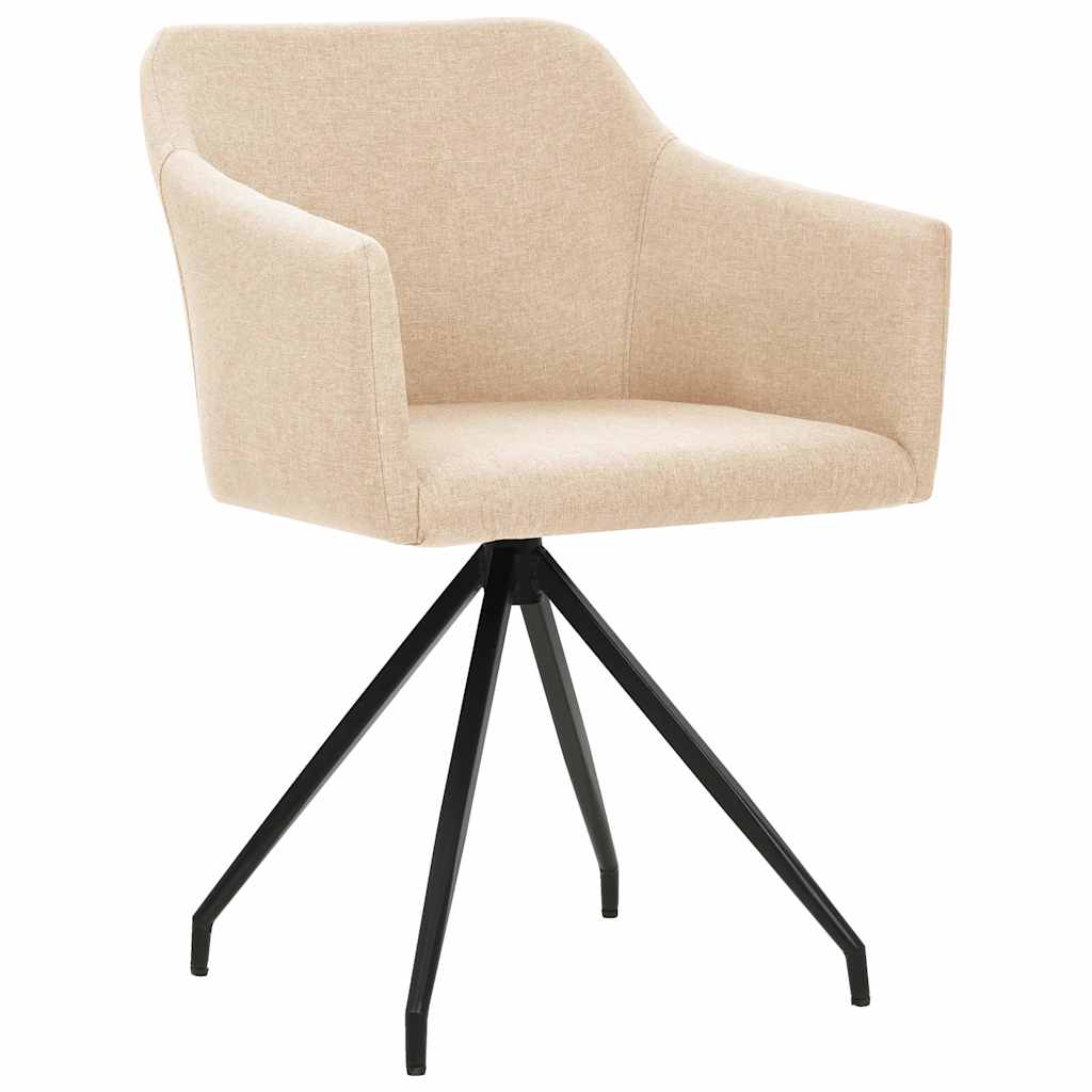 Swivel Dining Chairs 2 pcs Cream Fabric