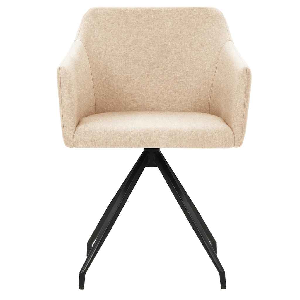 Swivel Dining Chairs 2 pcs Cream Fabric
