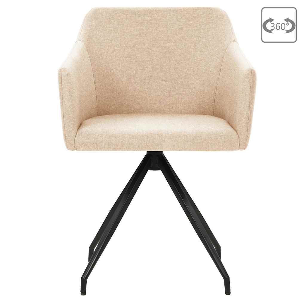 Swivel Dining Chairs 2 pcs Cream Fabric