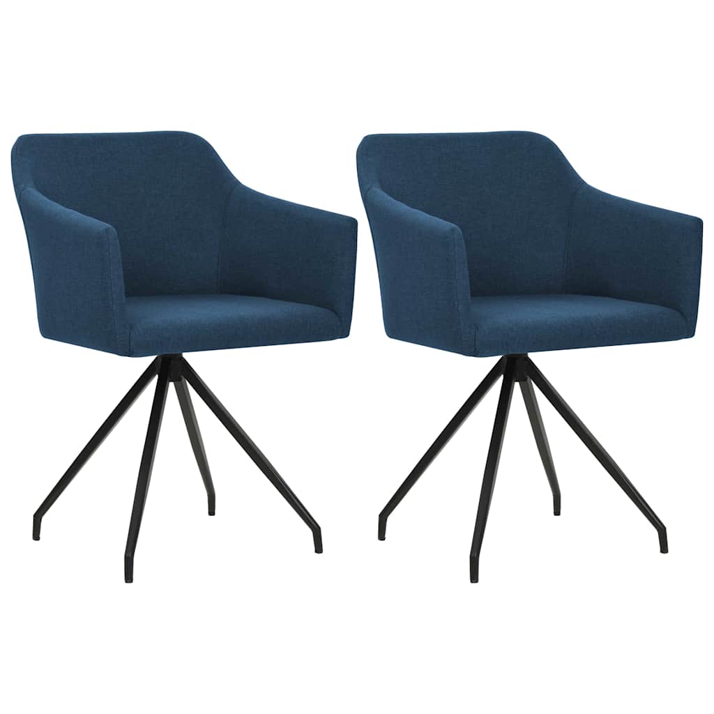 Swivel Dining Chairs 2 pcs Blue Fabric