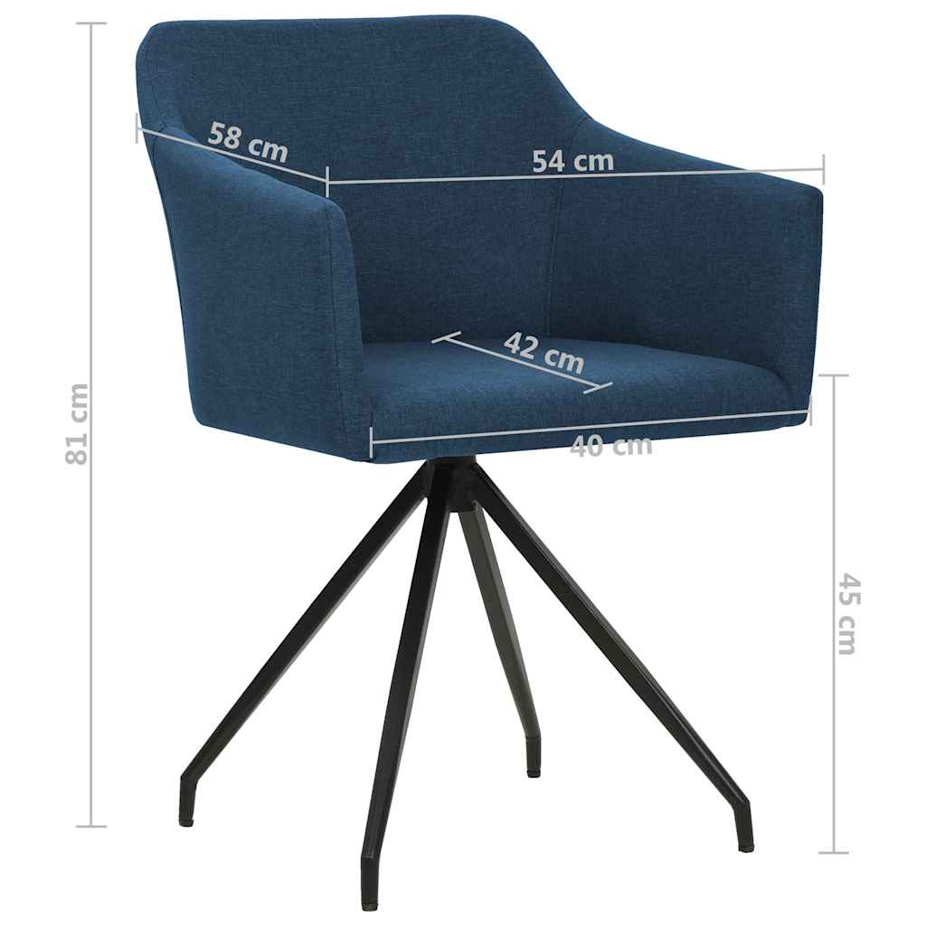 Swivel Dining Chairs 2 pcs Blue Fabric