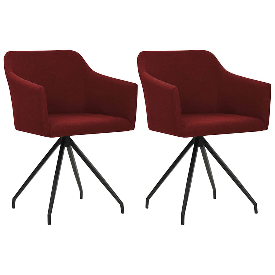 Swivel Dining Chairs 2 pcs Wine Red Fabric