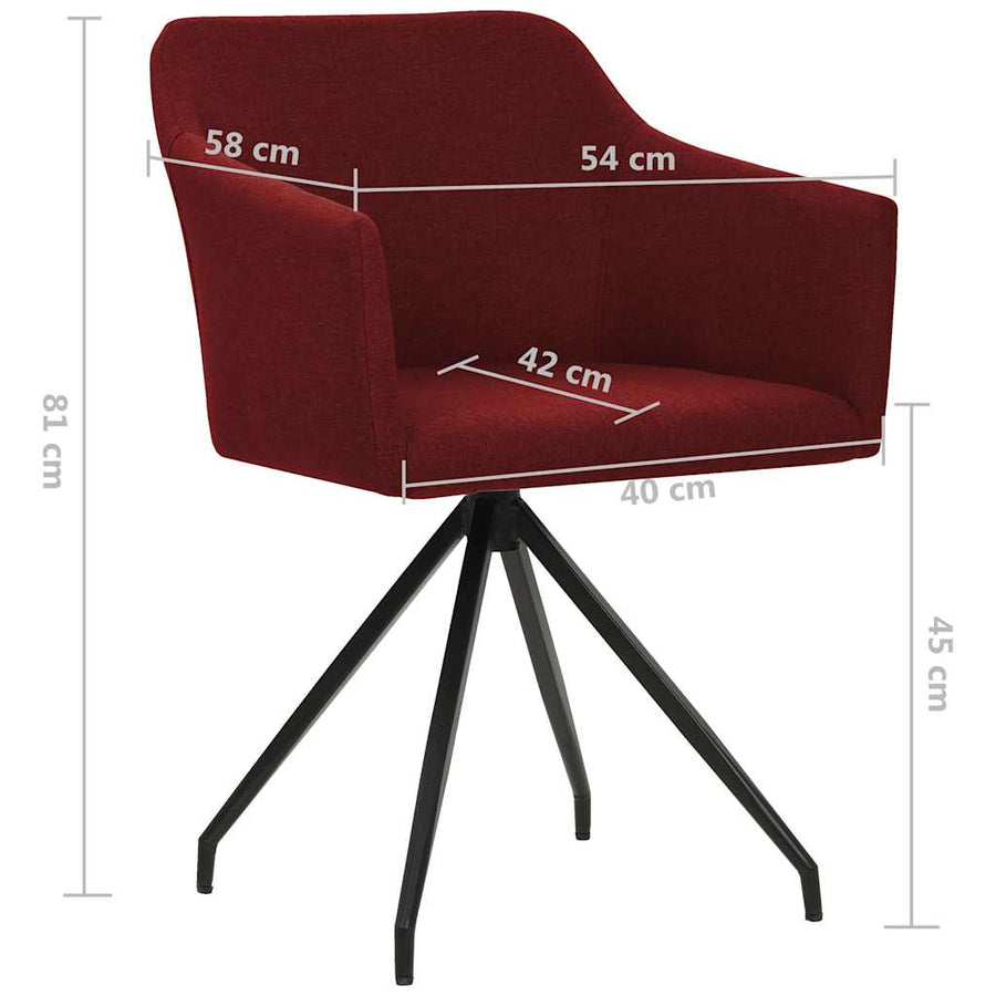 Swivel Dining Chairs 2 pcs Wine Red Fabric