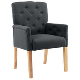 Dining Chair with Armrests Grey Fabric - Front View