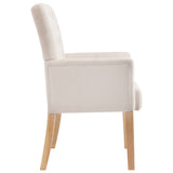 Dining Chair with Armrests Beige Fabric - Top-Down View
